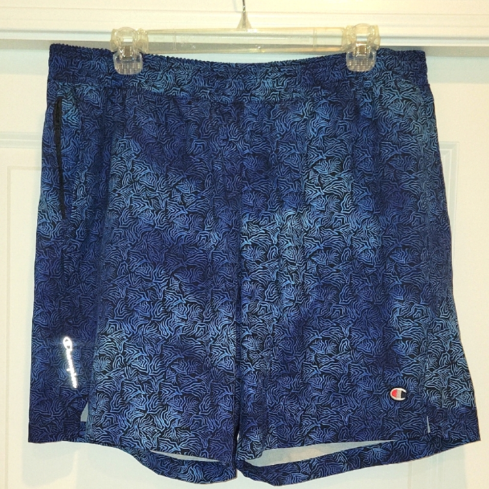 Champion Men's Navy and Black Patterned Shorts